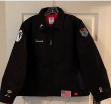 Ladies jacket with cancer ribbon embroidered 